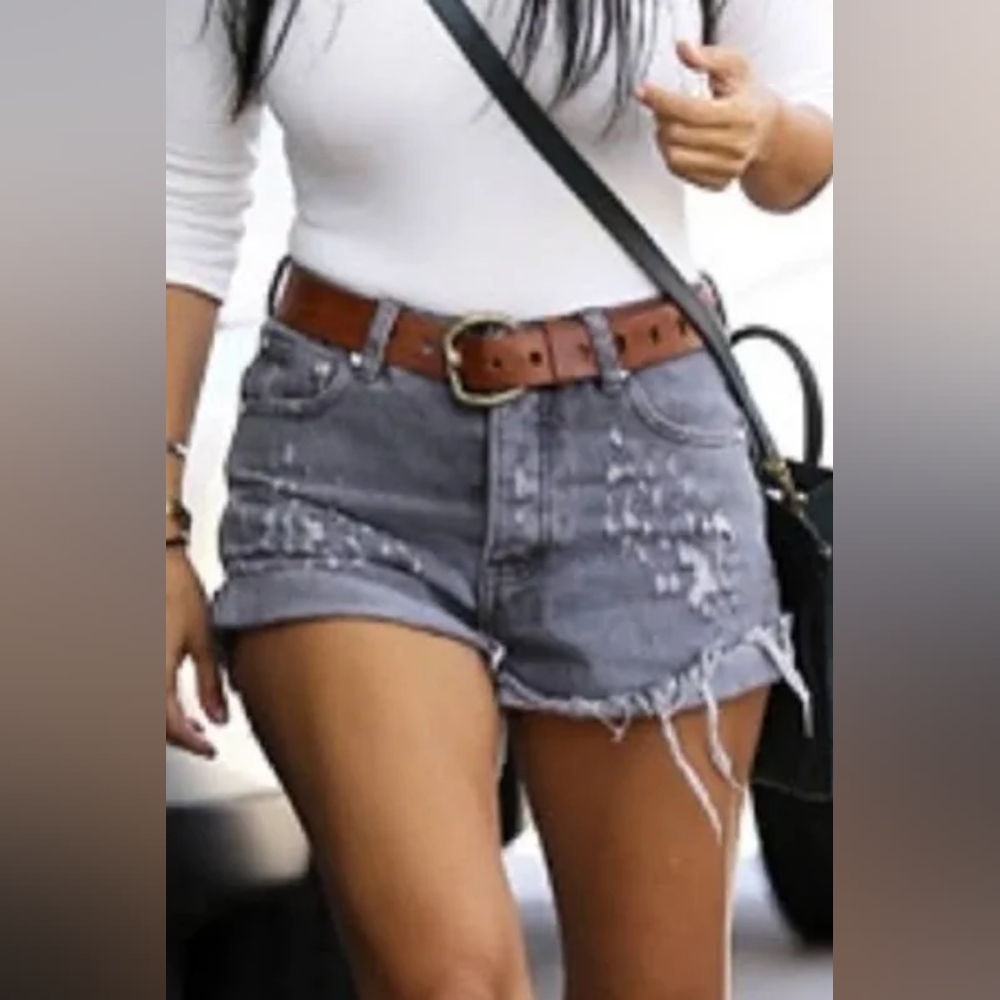 One Teaspoon Hawks Relaxed Fit Jean Shorts High Waisted Twisted Cuff Hem Size 26